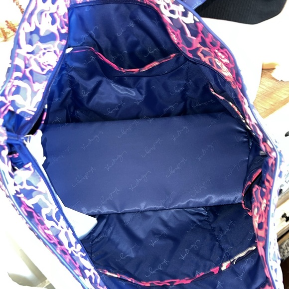 Jumbo Vera Bradley Pink/Purple Roses Weekender Tote - Picture 6 of 10